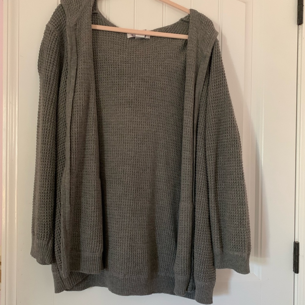 Roamans grey crochet womens hooded cardigan